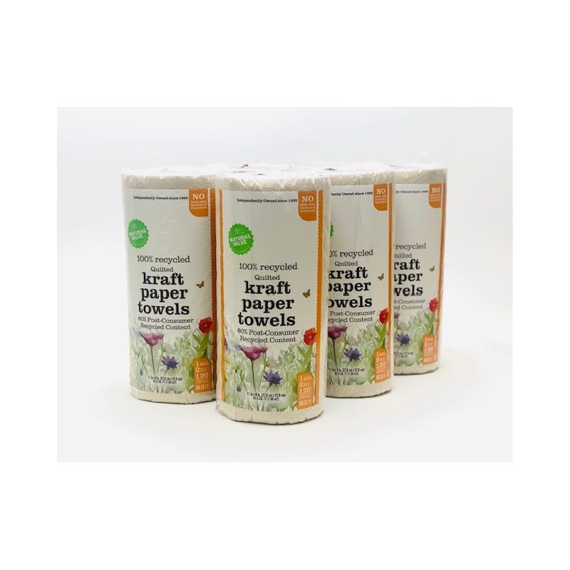 Natural Value 100% Recycled Brown Kraft Paper Towel 4pk, 2ply