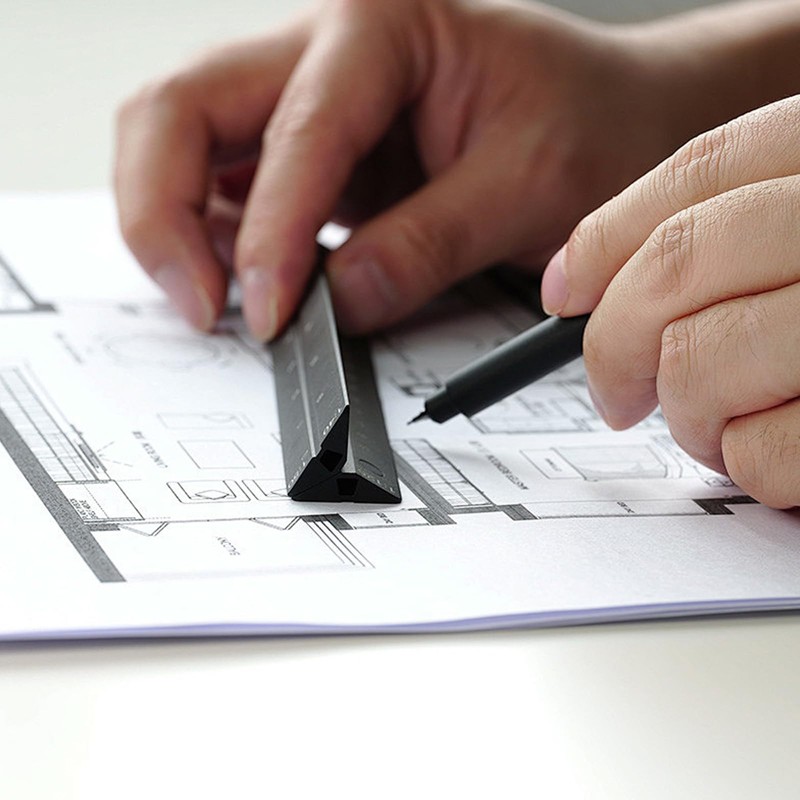 1 x Architectural Set Square Ruler, Ruler 30 cm Long,