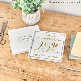 Hunts England - Boxed Son And Daughter In Law 25th Anniversary Card - To A Wonderful Son & Daughter In Law - 25 Years - Happy Silver Anniversary - Milano Collection - Card In Keepsake Box