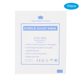 100pcs 5 x 5cm Medical Purified Gauze Wound Dressing Sterile Cotton Pad First Aid Care Supplies