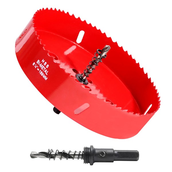 HYCHIKA 6-1/4 Inch/159mm Hole Saw,Bi-Metal Cutter Hole Max Cutting Depth