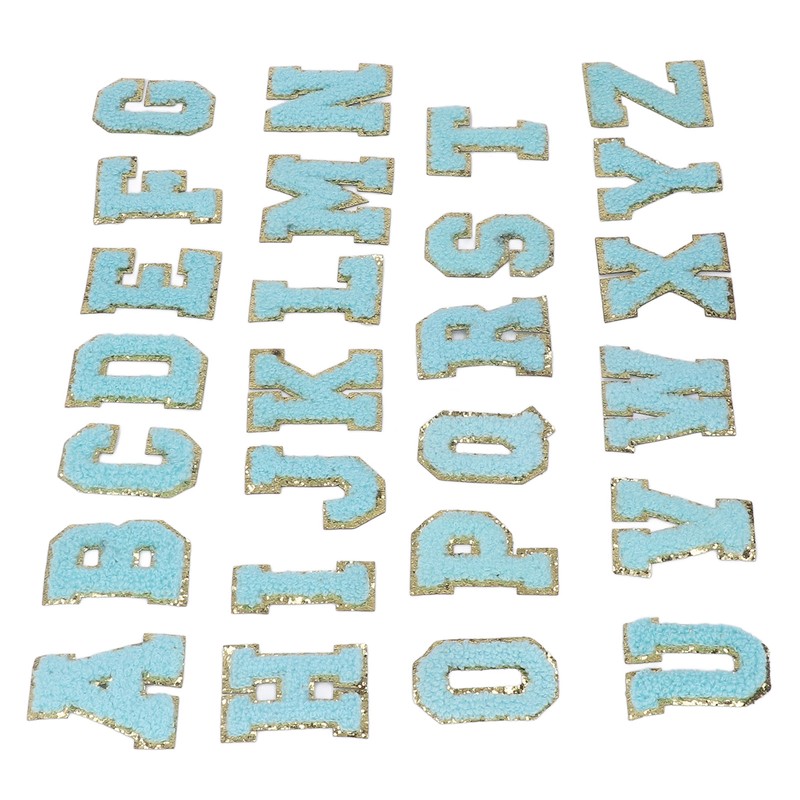 26 Pcs Iron On Letters A to Z Blue Letters