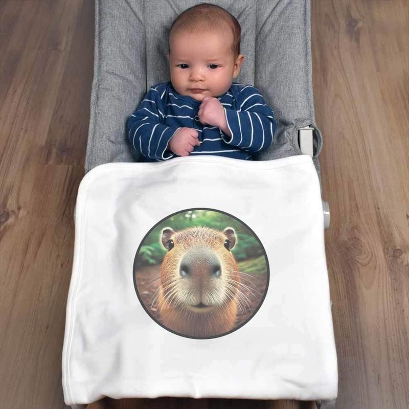 Azeeda 'Smiling Capybara' Cotton Baby Blanket/Shawl (BY00039749)