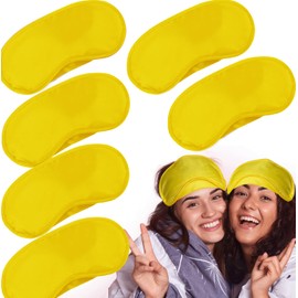 6 Pack Blindfold Eye Mask Cover Sleep Mask for Party Games Travel Sleep Team Build Party Supply with Adjustable Strap for Women Men Kids, Yellow