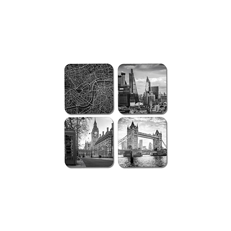 DV DESIGN 4 x Square London Coasters - England Map