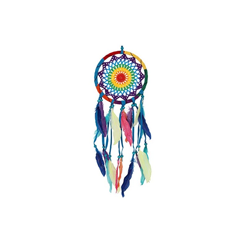 GURU SHOP Dream Catcher Rainbow with Crochet Net - Colourful