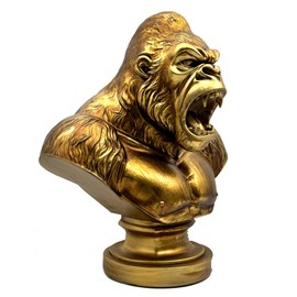 XINDAM Strong Gorilla Figurine Orangutan Animal Statue Decorative Home & Office Figurines Home Office Display Craft Living Room Decor Ornaments for Tabletop Vintage Gold