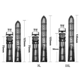 [Moran] Genuine Leather Watch Band Quick Release Polished Deployment D Buckle for Men and Women, 18mm-24mm Calf Leather Replacement Watch Strap, Waterproof and Sweatproof, black silver buckle