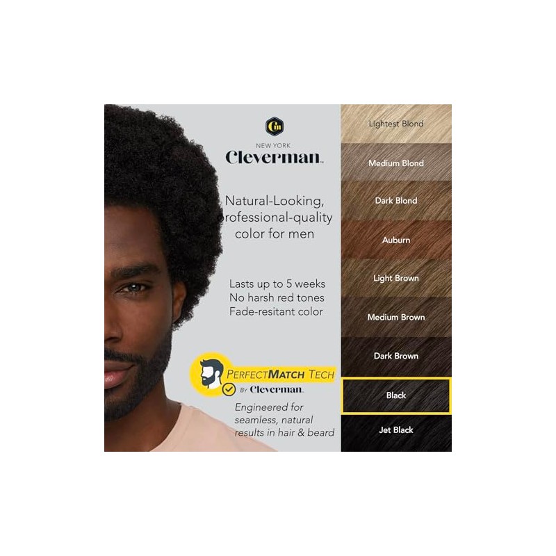 CLEVERMAN Kit De Tinte Para Cabello Y Barba Para Hombres,