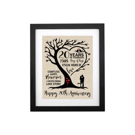 20th Wedding Anniversary Burlap Print, 20 Years of Marriage Gift Idea for wife, husband, 20th Anniversary Memorable Gift for Parents, Unique Anniversary Decorations for Mom & Dad