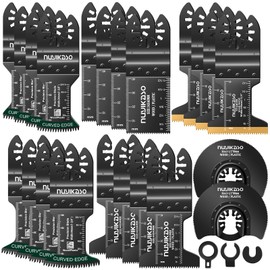 25pcs Multi Tool Blade Set for Wood Metal Screws Plastic Extra Broad Arc Edge Oscillating Saw Blades Titanium Multitool Accessories Quick Release Compatible with Bosch Fein Ryobi Dremel Makita
