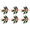 YöL Set Of 6 Deluxe Holly Gem Napkin Rings Christmas