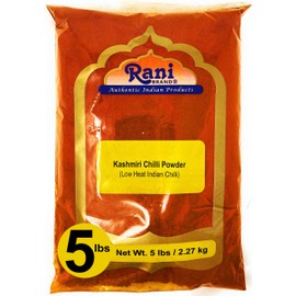 Rani Kashmiri Chilli Powder (Deggi Mirch,Low Heat) Ground Indian Spice 80oz (5lbs) 2.27kg ~ All Natural | Salt-Free | Vegan | Gluten Friendly | Perfect for Deviled Eggs & Other Low Heat Dishes