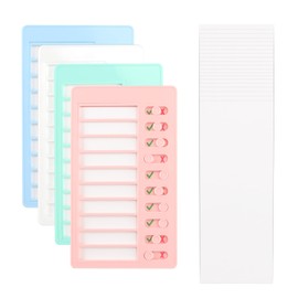 4 Pcs Chore Chart for Kids，Blank Chore Chart for Adult Reusable，Plastic Kids Chore Chart with 20 Detachable Cardstock for Home Routine Planning，to Do List Whiteboard，Routine Chart(4 Colour)