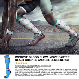 QUXIANG Copper Compression Socks Women & Men Circulation (8 Pairs) 15-20 mmHg Knee High is Best for Athletics Climbing Running Support Cycling Hiking Flight Travel Pregnancy Maternity (L/XL,Multi 09)