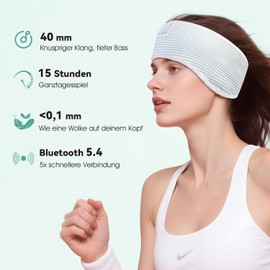 LC-dolida Sleep Headphones Ultra-Soft Bluetooth Headband with 4-Way Stretch & No-Slip Yoga Headband with Music Wireless Sports Headphones for Running, Gym, 15H Playtime, Hi-Fi Sound