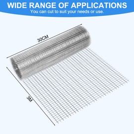 AMFUN 300mm*3m Rodent Mesh,Welded Metal Mesh Hot Dip Galvanised,for Vegetables Garden, Stop & Prevent Mice & Squirrel & Bird Access,Easy to Cut and Install, Never Rust