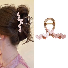Valentine's Day Hair Clips for Women Girls Pink Heart-Shaped Valentine's Day Claw Clips with Thick Hair Large Hair Clips Romantic Hair Accessories Valentine's Day Hair Decoration 2 Pcs