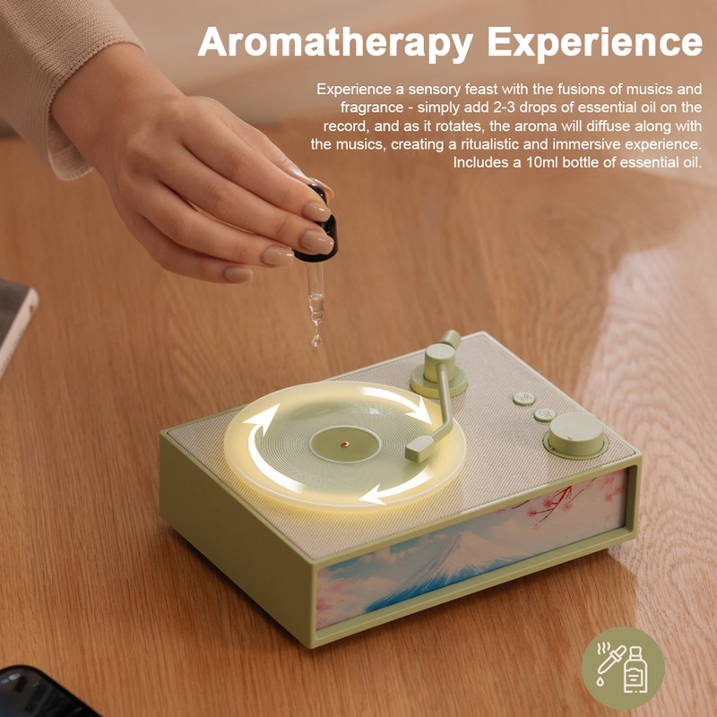 Wireless BT Speaker Aroma Desktop Record Player Speaker LED Night
