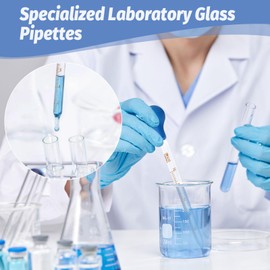 Glass Pipette Pipette 10 ml, Pack of 2 Glass Pipettes, Transfer Pipette, 10 ml Dropper Pipette Liquids Measuring Pipette, Large Pipette with Rubber Pipetting Ball x 2 + Cleaning Brush x 1