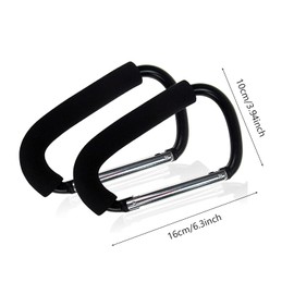 2 x Large Black Snap Hook Metal Camping Aluminum Alloy Spring Buckles 16x10cm for Shopping Bags Storage Bags Umbrellas Handbags in Place
