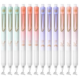 BAYTORY 12 Pcs Rollerball Gel Pens, Retractable Multipack Black Ink Smooth Writing Pen, Fast Dry Ink Pens for School Office Home Supplies (Gradient)