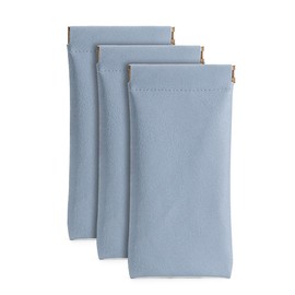 Ldirect 3 Pack Leather Eyeglasses Cases PU Soft Sunglasses Pouch Squeeze Top Portable Glasses Cases for Men Women (Blue Blue Blue)