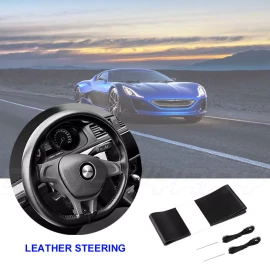 CHUSYYRAY Genuine Leather For MAZDA New Black 15" Diameter Car Auto Steering Wheel Cover