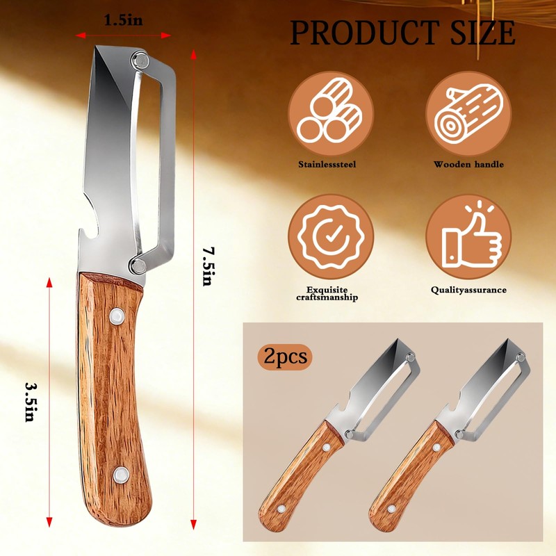 Multifunctional Vegetable Peeler For Kitchen With Ergonomic Wood Handle, 2