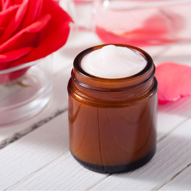 Encheng 25Pack of 4 oz Amber Round Glass Jars, with