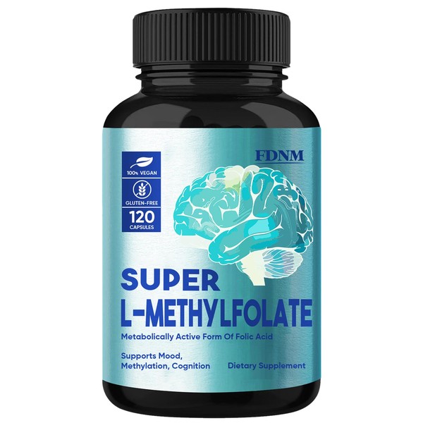 L Methylfolate 15mg, 120 Capsules, High-Potency Methylfolate Supplement for Mood,