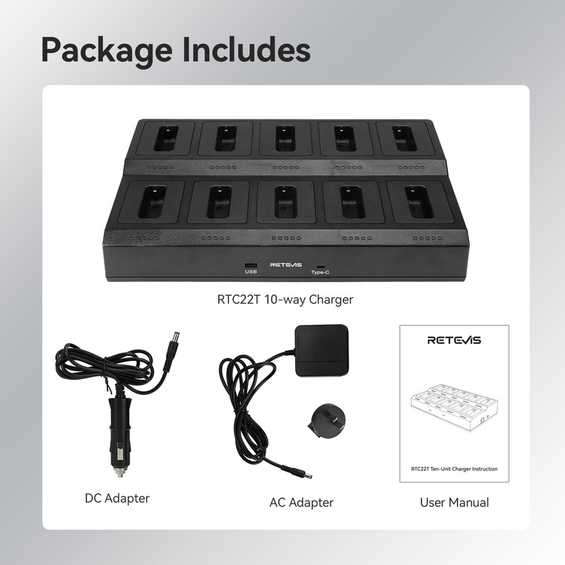 Retevis RT22 10-Way Walkie Talkie Charger, Ten Way Multi Unit