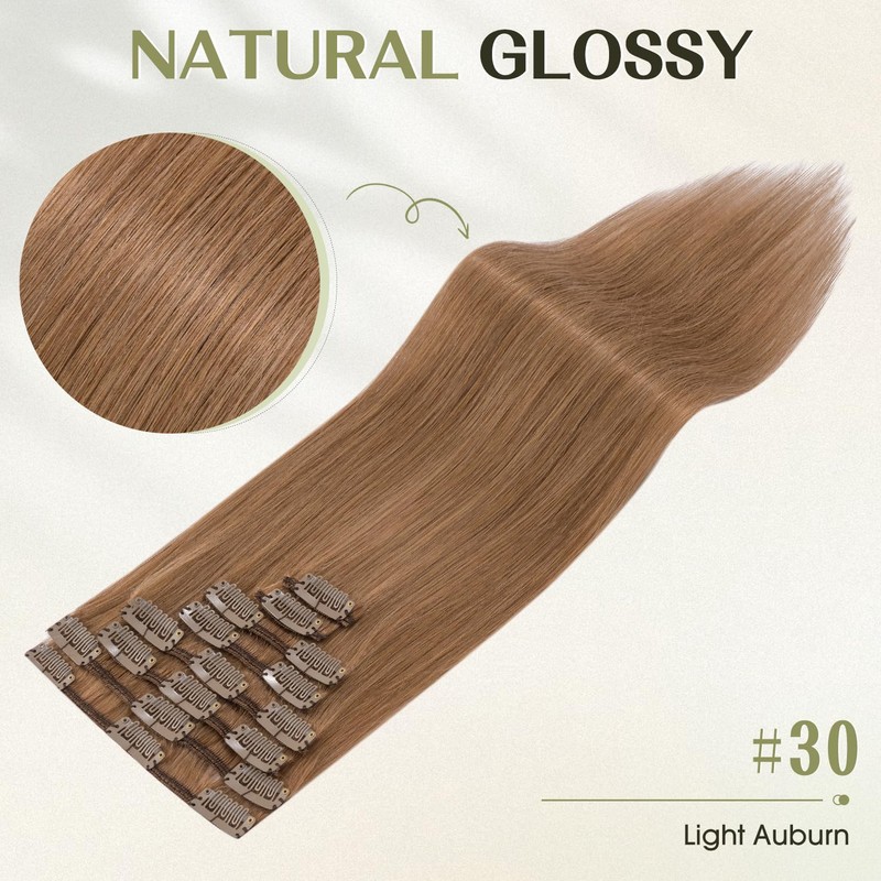 S-noilite 14 Inch Clip in Hair Extensions 100% Human Hair