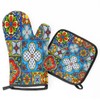 Oven Mitts and Pot Holders Sets of 2,Mexican Talavera Flower