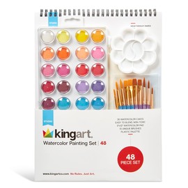 KINGART Studio Watercolor Painting Art Set - Paint, Brushes, Paper & Palette