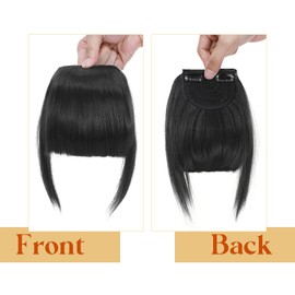 Elailite Clip-In Fringe Hairpiece, 30 g, 20 cm, Fringe Extension, Front Hair, Hair Extensions, Natural Effect, Natural Black