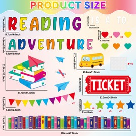 Reading Bulletin Board Set Colorful Positive Classroom Decorations Reading Is A Ticket To Adventure Bulletin Board Decoration Book School Bus Cutouts for Back to School Classroom Chalkboard Wall Decor