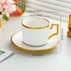Porcelain Tea/Coffee Cup and Saucer Set, 6 Pieces, White with