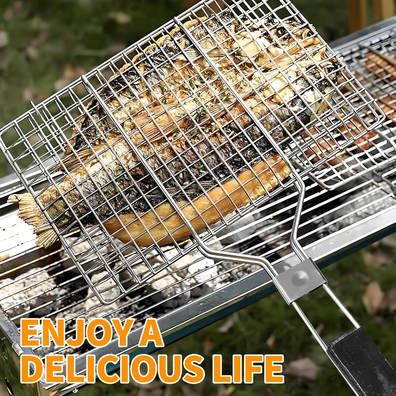 BBQ Fish Grill Basket for Outdoor Grill, Stainless Steel Vegetable
