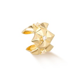 MYEARS Women Ear Cuff Earring Gold Non Pierced Cartilage Clip on Open Wrap Pyramid Band Hoop Cubic Zirconia 14K Gold Plated Simple Hypoallergenic Everyday Jewelry