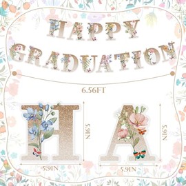 Wildflower Graduation Party Decorations 2026 Happy Graduation Banner Boho Butterfly Floral Grad Party Decorations Class of 2026 School College Senior Grad Supplies
