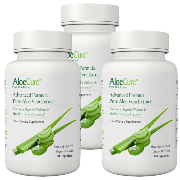AloeCure Organic Aloe Vera Capsules, 130,000mg Inner Aloe Leaf Equivelant