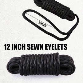 NexNavi Dock Lines Boat Rope, Double Braided,3/8 inch Diameter, 25 Feet Long, with 12 inch Splicing Eyelets, for Mooring Small to Medium Sized Boats up to 25 Feet. (Black, 3/8" x 25', 2 Pack)