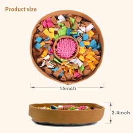 RGBRGB Premium Slow Feeder Snuffle Mat for Dogs - Interactive Feeding, Mental Stimulation, and Anxiety Relief (Brown, 15 x 2inch)