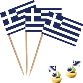 Greece Toothpick Flag Greek National Small Mini Cocktail Fruit Cupcakes Toppers Food Stick Flags Decorations,100 Pack