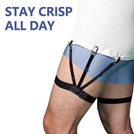 Shirt Stays for Men – Adjustable 3rd Gen Elastic Shirt Stay with Non-Slip Clips, Premium Shirt Stays for Police, Military and Formal Wear