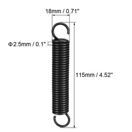 sourcingmap Extension Spring - 2.5mm Wire Dia , 18mm OD , 115mm Free Length Spring Steel Small Dual Hook Tension Spring 2pcs