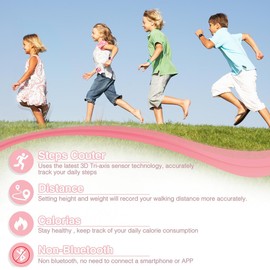 Kids Fitness Tracker Watch, Digital Steps Counter, Boys Girls Waterproof Wristwatch with Step Counting/Distance/Calories/Stopwatch/Alarm Clock, Great Xmas Gift for Children Teens (Pink)