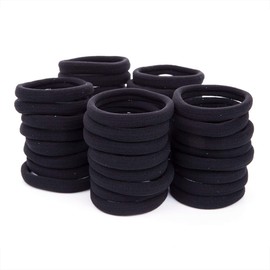 Miuance Elastic Hair Ties Hair Ties Bands Rope No Crease Elastic Fabric Large Cotton Stretch Ouchless Ponytail Holders, 50 pcs(1 PACK BLACK)
