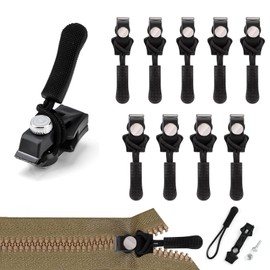 dinghaole 9 Pcs 3 Sizes Zipper Repair Kit, Zip Puller Replacement Set, Zipper Pull Replacement, Removable Zipper Puller, Zipper Slider Replacement for Coats Jacket Luggage Coats Luggage Backpacks